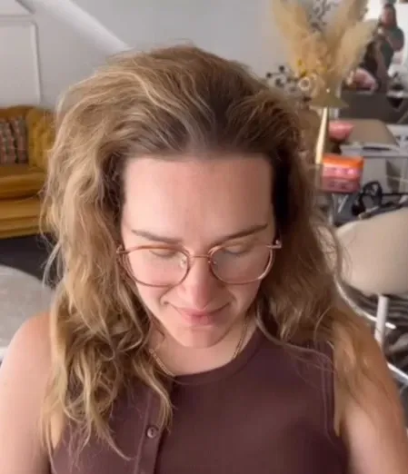Before: long, unstyled light-brown hair with a grown-out shape